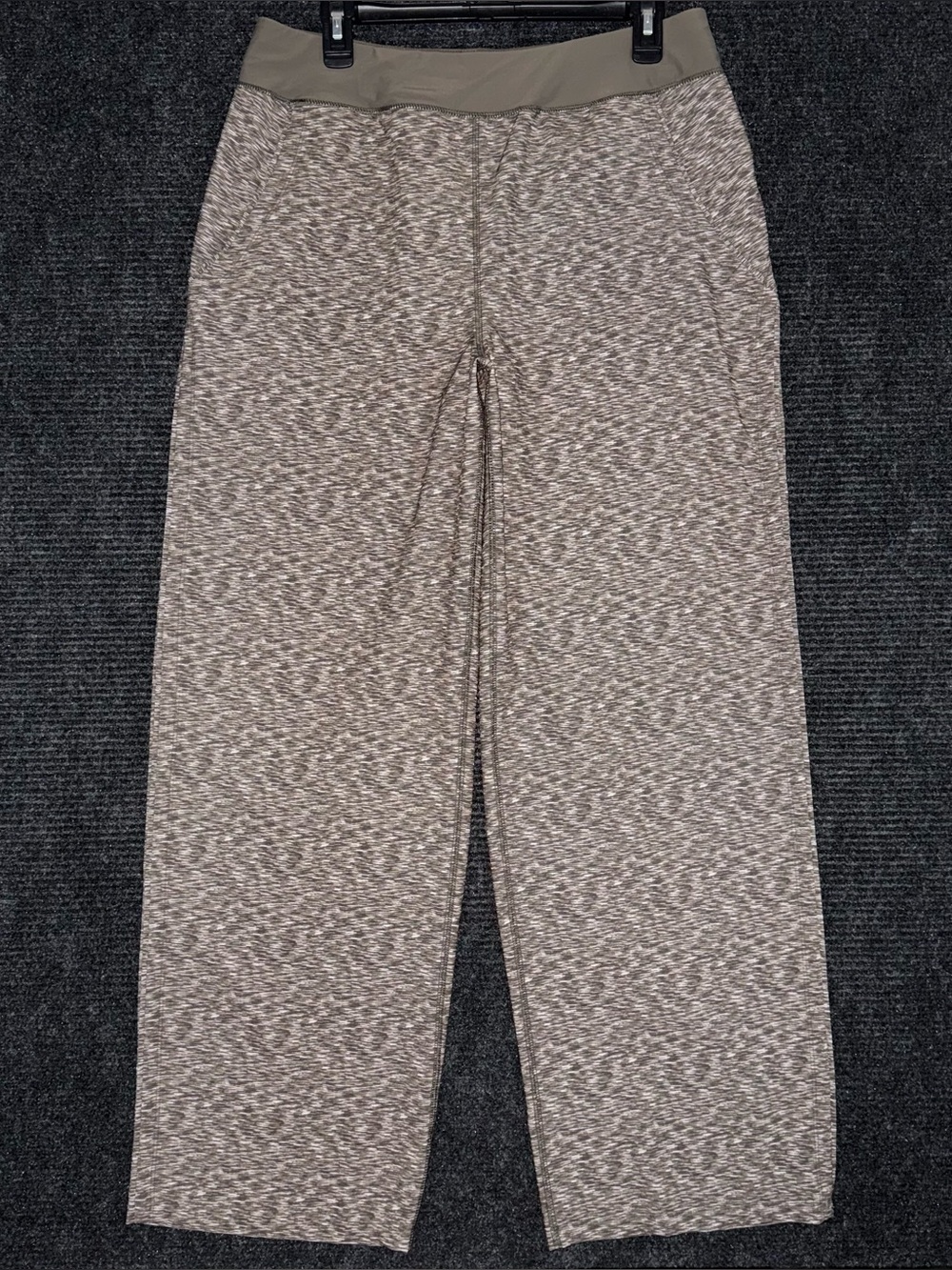 Lands End Everyday Active Wide Leg Pant Drawstring Waist Olive Brown Space Dye M